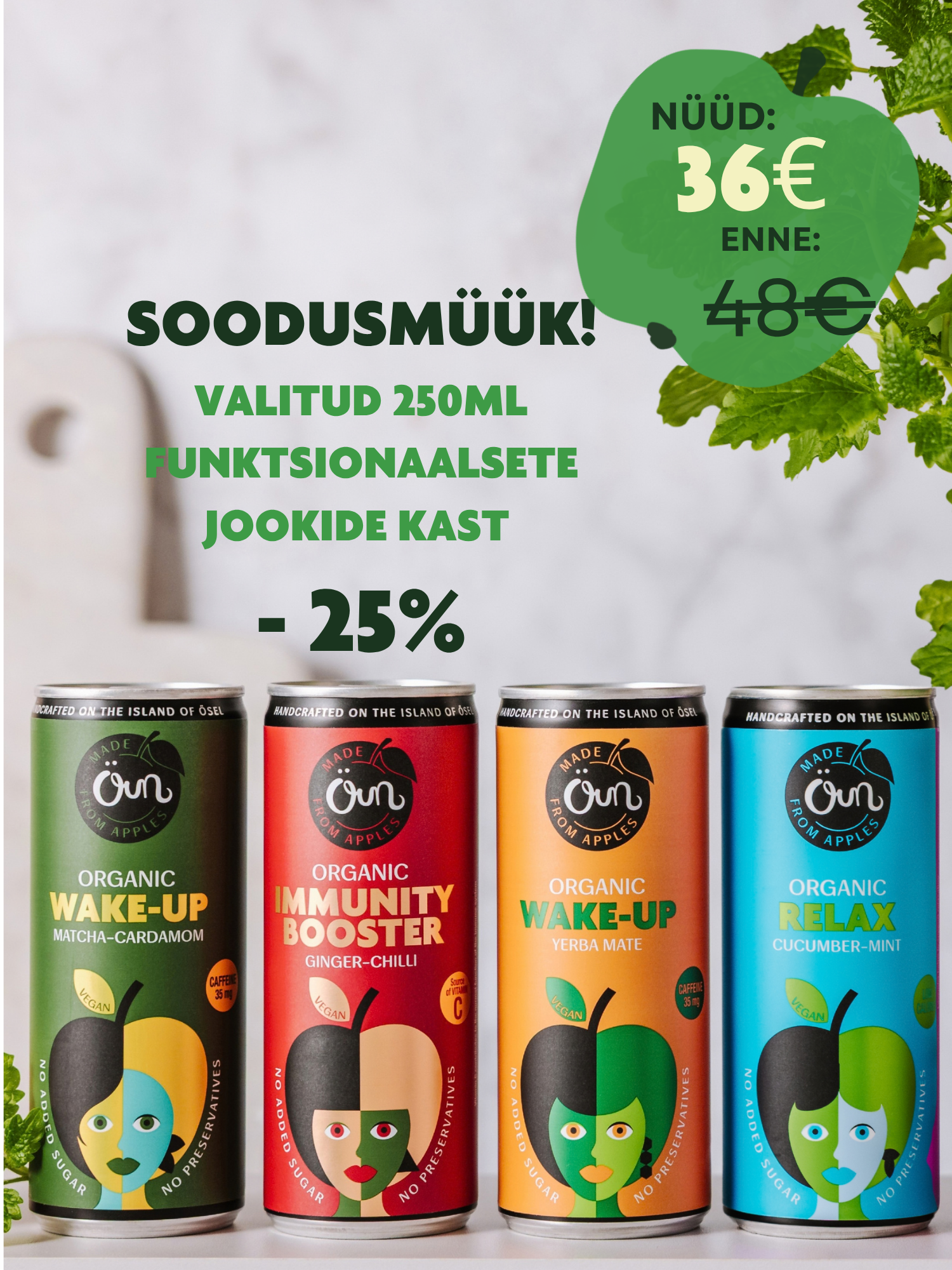 SOODUSMÜÜK! Valitud 250 ml funktsionaalsete jookide kast -25%!